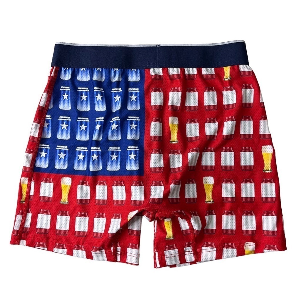 SAXX Bolt American Pilsner Boxer Brief Size Small Red White Blue Beer Print - Picture 4 of 5